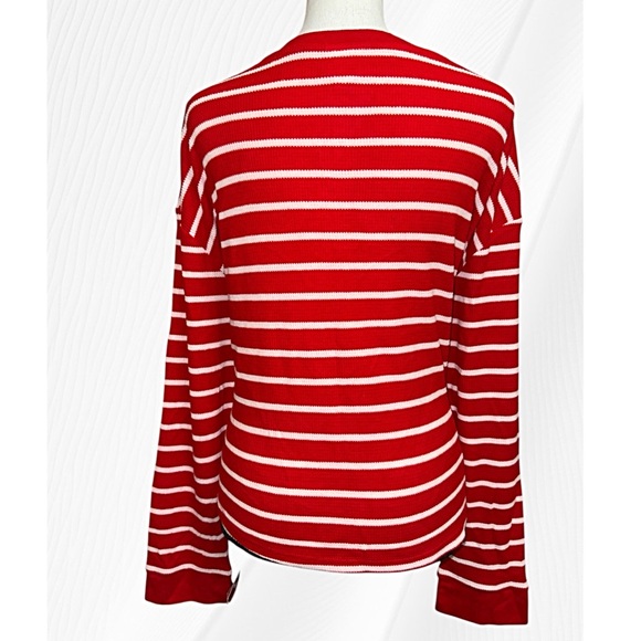 WOMEN’S STRIPPED THERMAL PAJAMA TOP - Picture 4 of 8